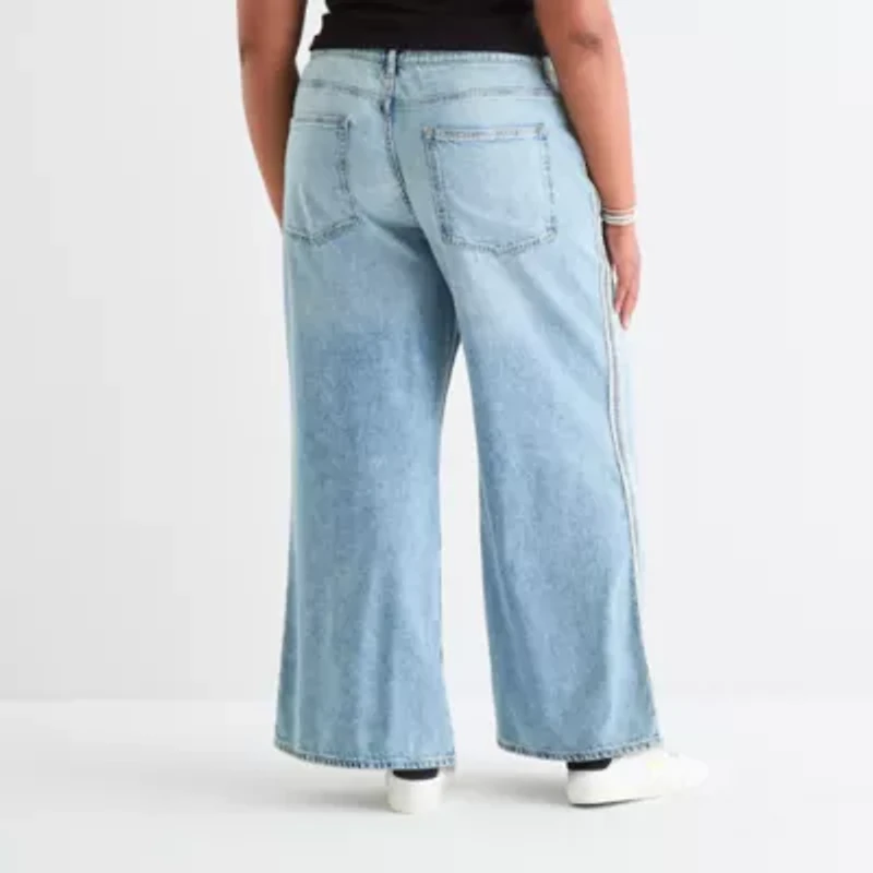 Arizona Airy Drape Womens Juniors Plus Low Rise Baggy Fit Jean