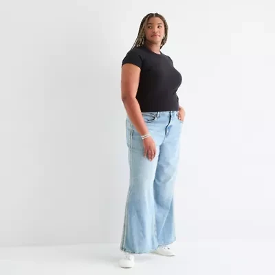 Arizona Airy Drape Womens Juniors Plus Low Rise Baggy Fit Jean