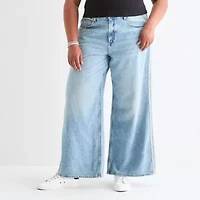 Arizona Airy Drape Womens Juniors Plus Low Rise Baggy Fit Jean