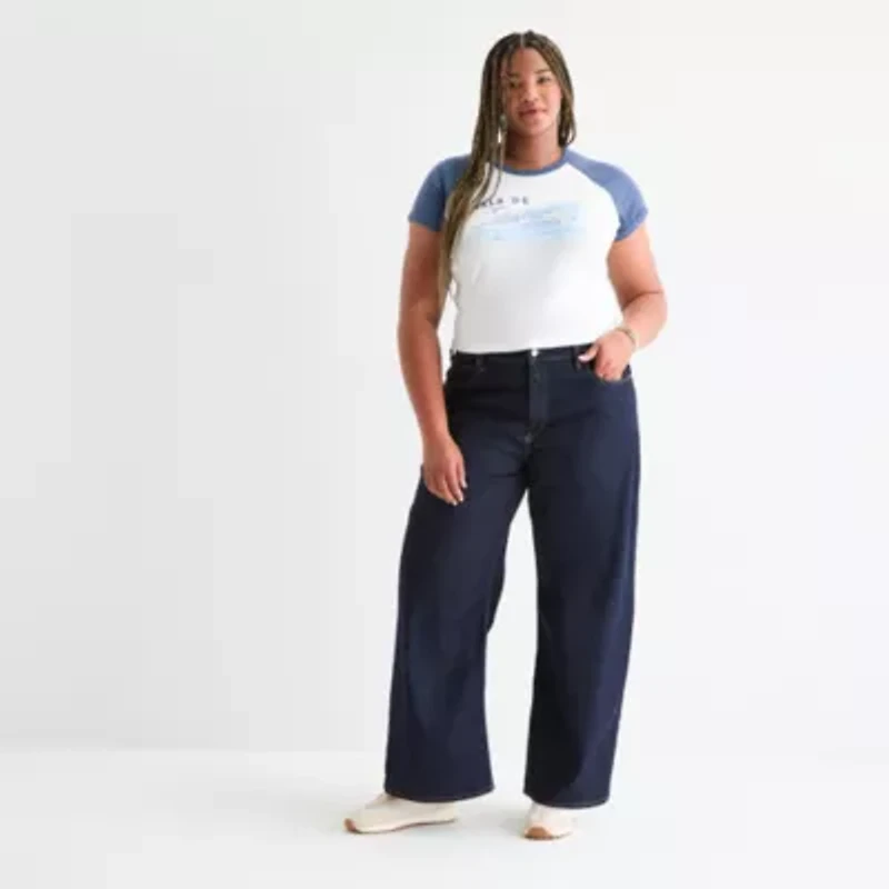 Arizona Juniors Plus Womens Low Rise Baggy Fit Jean