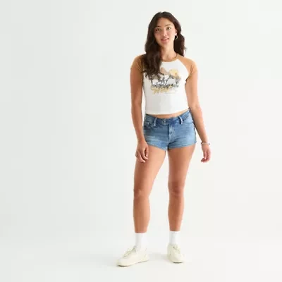 Arizona Womens Low Rise-Juniors Micro Denim Short
