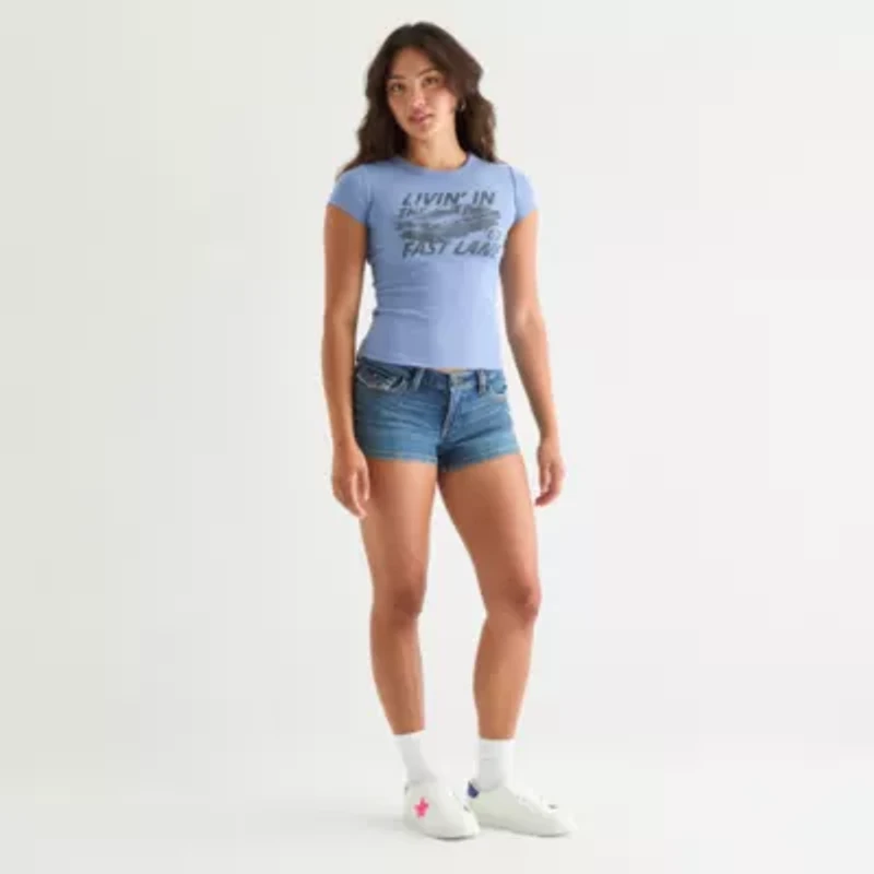 Arizona Womens Low Rise-Juniors Denim Short