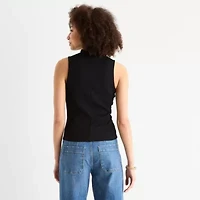a.n.a Ribbed Womens Funnel Neck Sleeveless T-Shirt