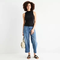 a.n.a Ribbed Womens Funnel Neck Sleeveless T-Shirt