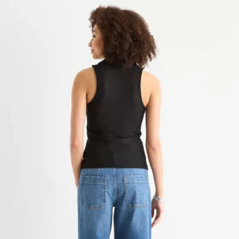 a.n.a Pointelle Womens Sleeveless Polo Shirt