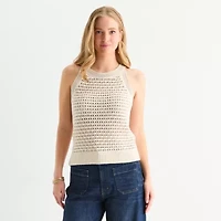 a.n.a Crochet Womens Crew Neck Sleeveless Pullover Sweater