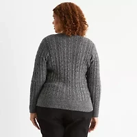St. John's Bay Plus Womens Crew Neck Long Sleeve Pullover Sweater