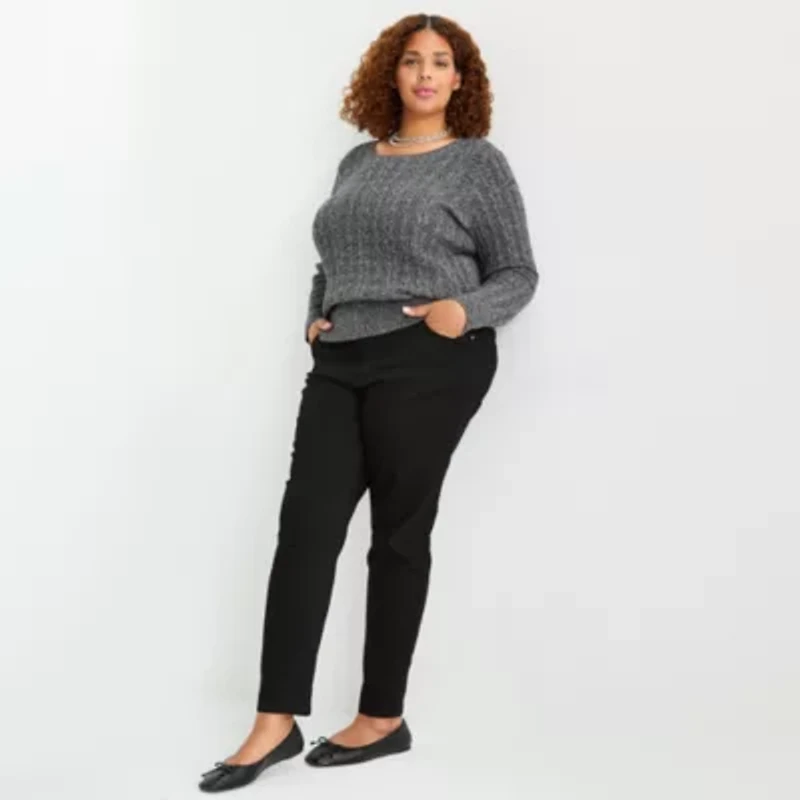 St. John's Bay Plus Womens Crew Neck Long Sleeve Pullover Sweater