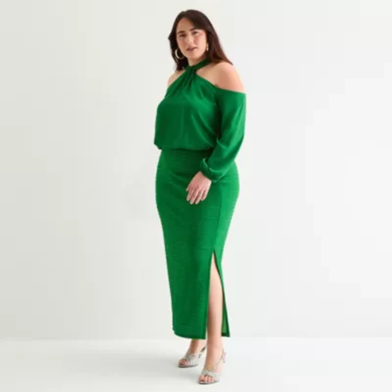 Bold Elements Womens Midi Pencil Skirt-Plus