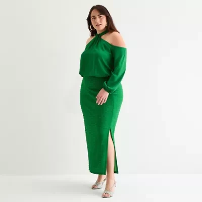 Bold Elements Womens Midi Pencil Skirt-Plus