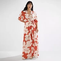 Premier Amour Womens 3/4 Sleeve Floral Maxi Dress