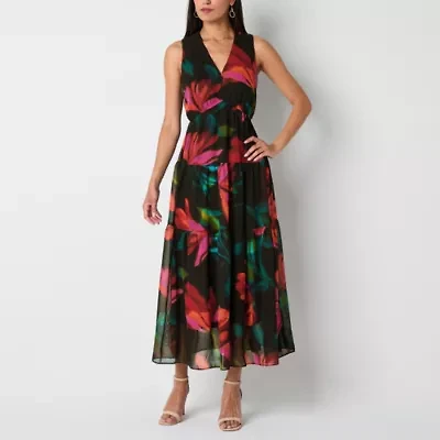Robbie Bee Womens Sleeveless Floral Maxi Dress
