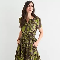 Be by CHETTA B Womens Short Sleeve Floral Maxi Dress