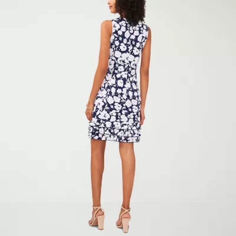 MSK Womens Sleeveless Floral Petite Shift Dress