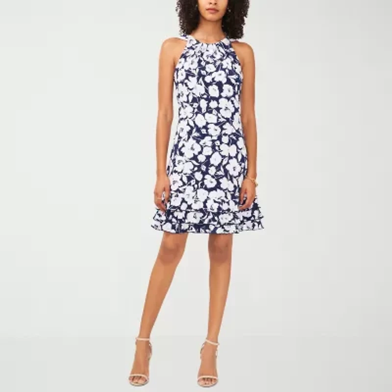 MSK Womens Sleeveless Floral Petite Shift Dress