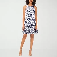 MSK Womens Sleeveless Floral Petite Shift Dress