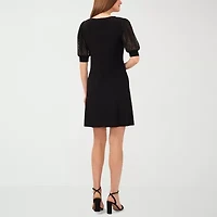 MSK Womens Short Sheer Clipdot Sleeve Shift Dress