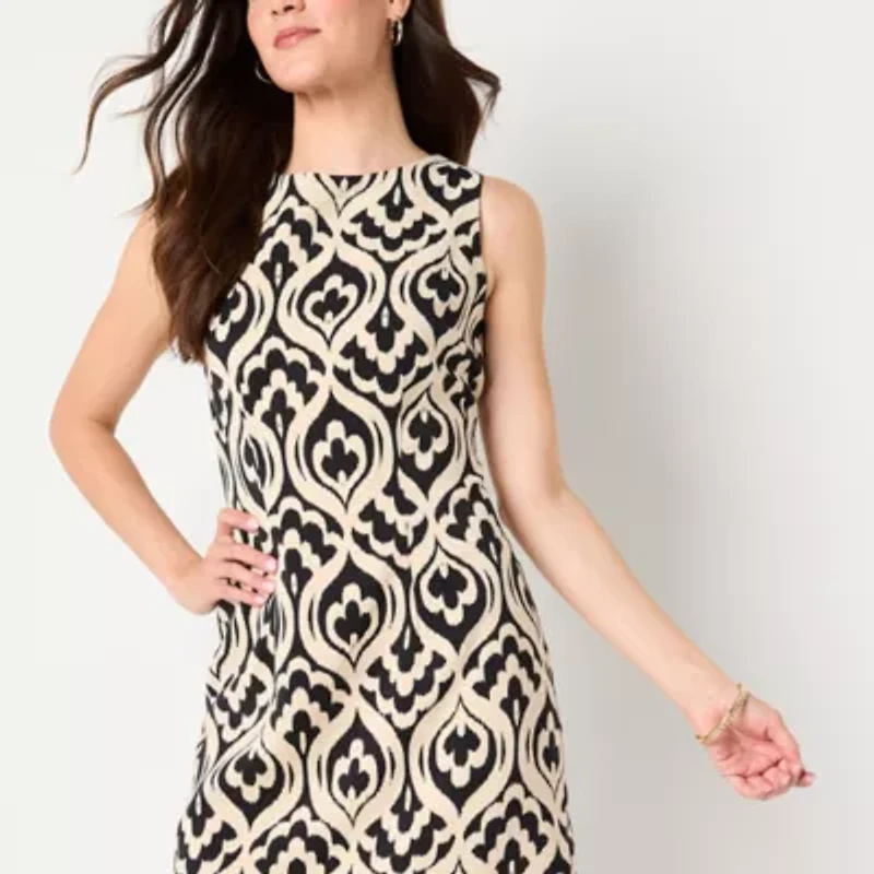 Alyx Womens Sleeveless Geometric Sheath Dress