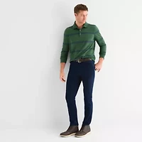 St. John's Bay Super Soft Jersey Mens Classic Fit Long Sleeve Polo Shirt