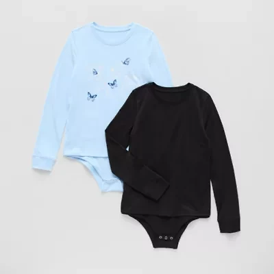 Thereabouts Little & Big Kid Girls Crew Neck Long Sleeve 2-pc. Bodysuit