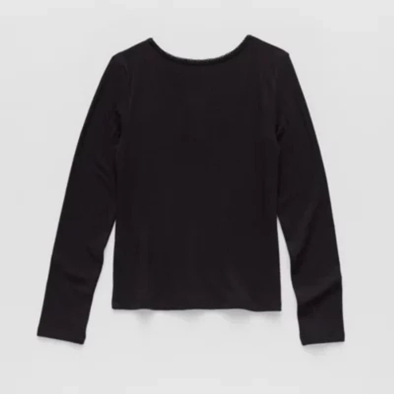 Thereabouts Little & Big Kid Girls Square Neck Long Sleeve T-Shirt
