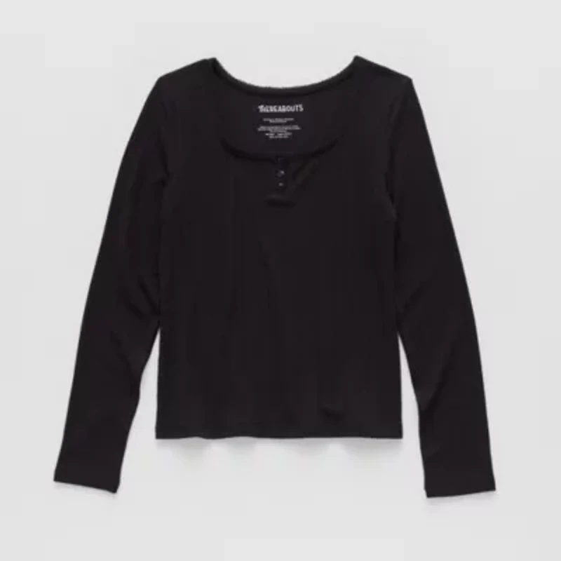 Thereabouts Little & Big Kid Girls Square Neck Long Sleeve T-Shirt