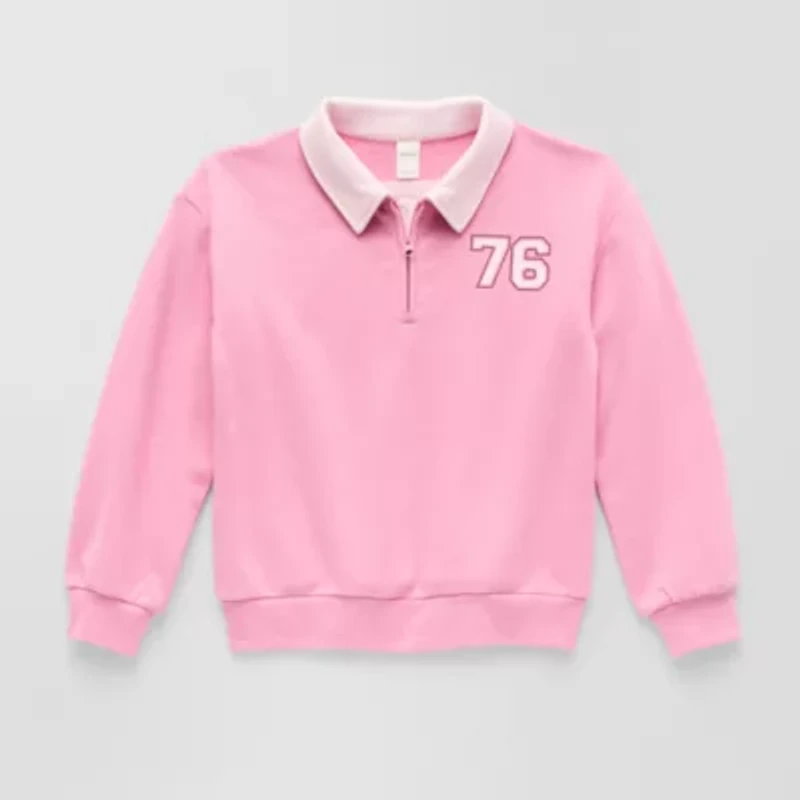 Thereabouts Little & Big Kid Girls Long Sleeve Fleece Casual Quarter-Zip Pullover