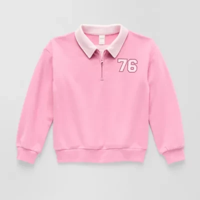 Thereabouts Little & Big Kid Girls Long Sleeve Fleece Casual Quarter-Zip Pullover