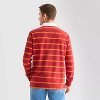 St. John's Bay French Terry Rugby Mens Classic Fit Long Sleeve Polo Shirt