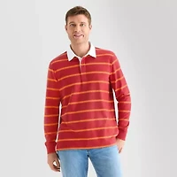 St. John's Bay French Terry Rugby Mens Classic Fit Long Sleeve Polo Shirt
