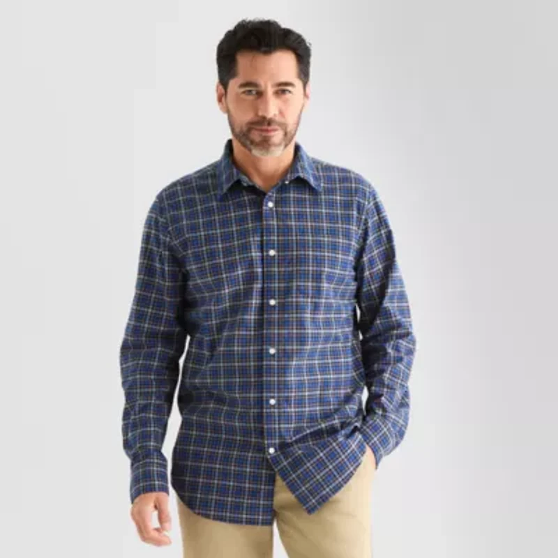 St. John's Bay Poplin Mens Long Sleeve Classic Fit Button-Down Shirt