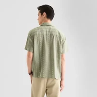 Arizona Mens Short Sleeve Fitted Button-Down Shirt