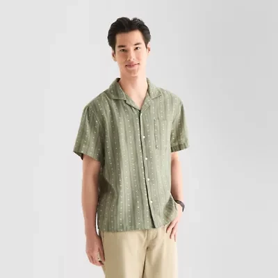 Arizona Mens Short Sleeve Fitted Button-Down Shirt