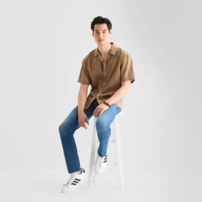 Arizona Mens Short Sleeve Relaxed Fit Button-Down Shirt