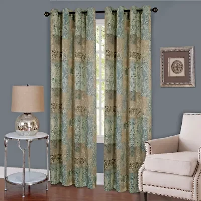 Vogue Damask Grommet Top Light-Filtering Single Curtain Panel