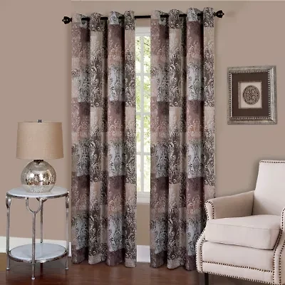 Vogue Damask Grommet Top Light-Filtering Single Curtain Panel