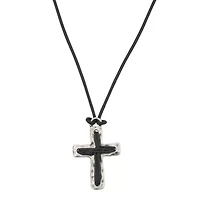 Mens Sterling Silver Cross 24 Inch Pendant Necklace