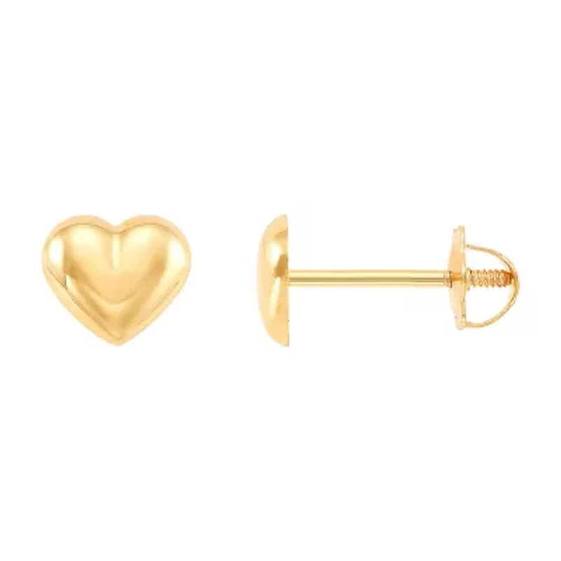 10K Gold 5.6mm Heart Stud Earrings