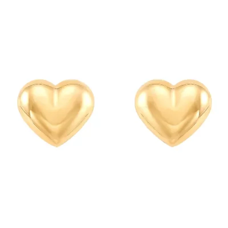 10K Gold 5.6mm Heart Stud Earrings