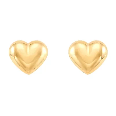 10K Gold 5.6mm Heart Stud Earrings