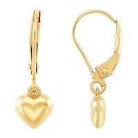 Girls 10K Gold Heart Drop Earrings