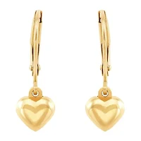 Girls 10K Gold Heart Drop Earrings