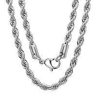 Steeltime Mens 18K Gold Over Stainless Steel Stainless Steel Hypoallergenic 24 Inch Rope Chain Necklace