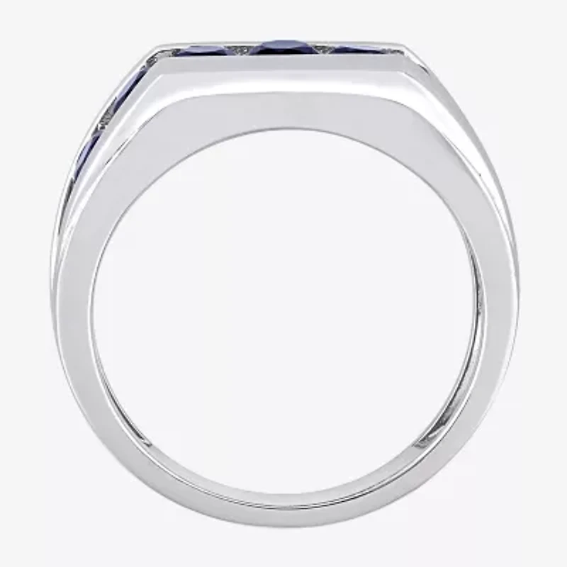 Mens Lab Created Blue Sapphire Sterling Silver Fashion Ring