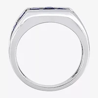 Mens Lab Created Blue Sapphire Sterling Silver Fashion Ring
