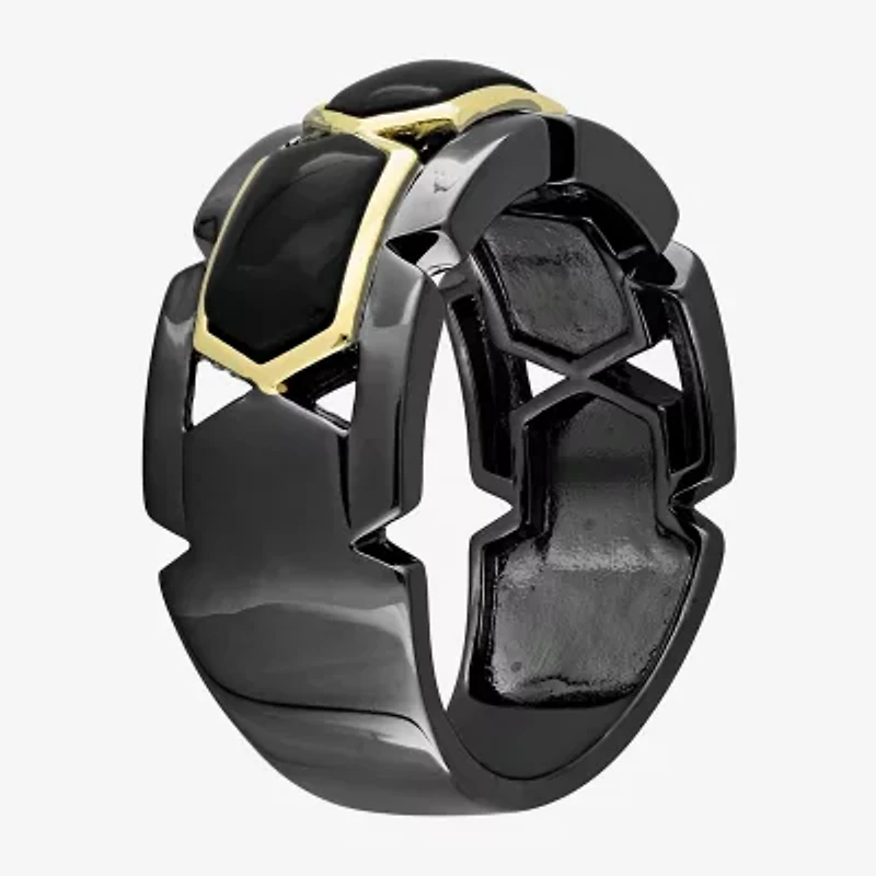 Mens Genuine Black Onyx 18K Gold Over Silver Fashion Ring