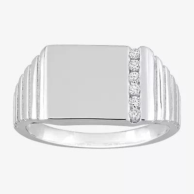 Mens 1/10 CT. T.W. Natural White Diamond Sterling Silver Fashion Ring