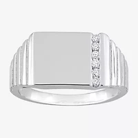 Mens 1/10 CT. T.W. Natural White Diamond Sterling Silver Fashion Ring