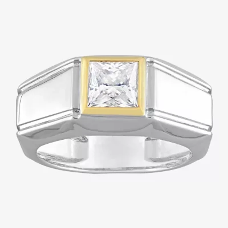 Mens 1 1/5 CT. T.W. Lab Created White Moissanite 18K Two Tone Gold Over Silver Fashion Ring
