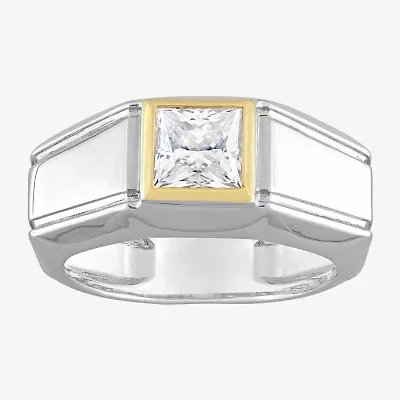 Mens 1 1/5 CT. T.W. Lab Created White Moissanite 18K Two Tone Gold Over Silver Fashion Ring